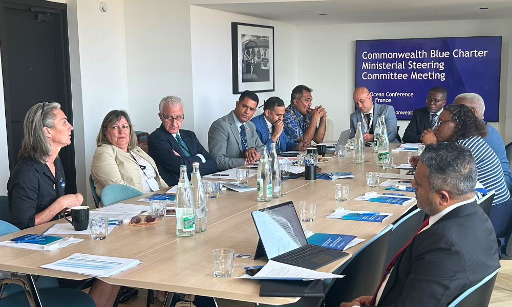  Commonwealth Blue Charter Action Group Champions around a table for the Steering Committee meeting